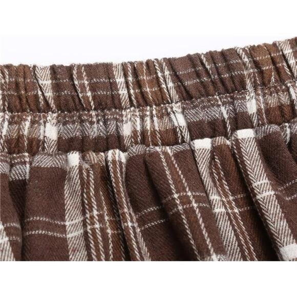 Plaid Skirt for Womens High Waist Aline Pleated Midi Skirts - Picture 5 of 6
